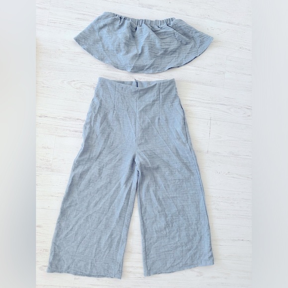 Gray Trousers with Elastic Waistband and Tapered Legs - Picture 3 of 4